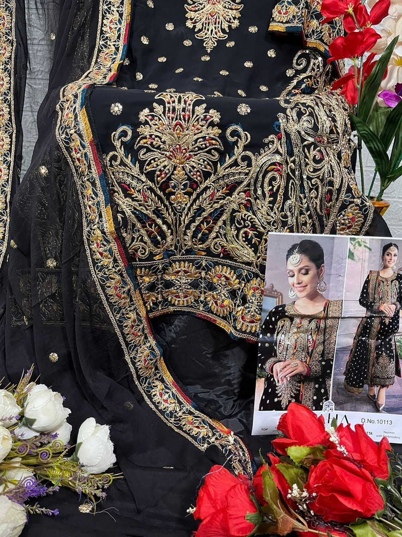 Zaha 10113 Georgette With Heavy Embroidered Heavy Unstiched Salwar Suit