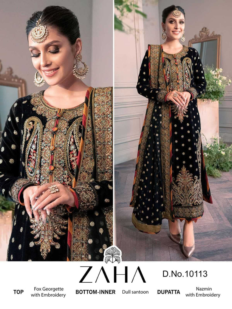 Zaha 10113 Georgette With Heavy Embroidered Heavy Unstiched Salwar Suit