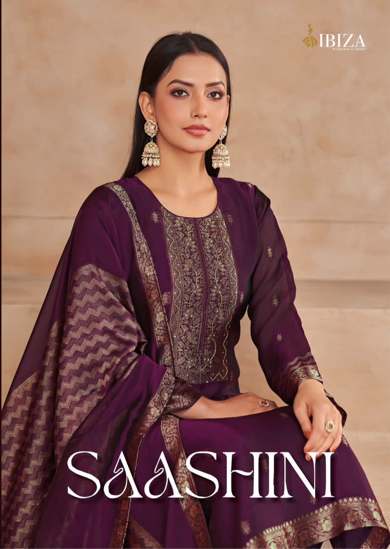 Ibiza Saashini Pure Banglory Silk Jacquard Handwork Salwar Suit