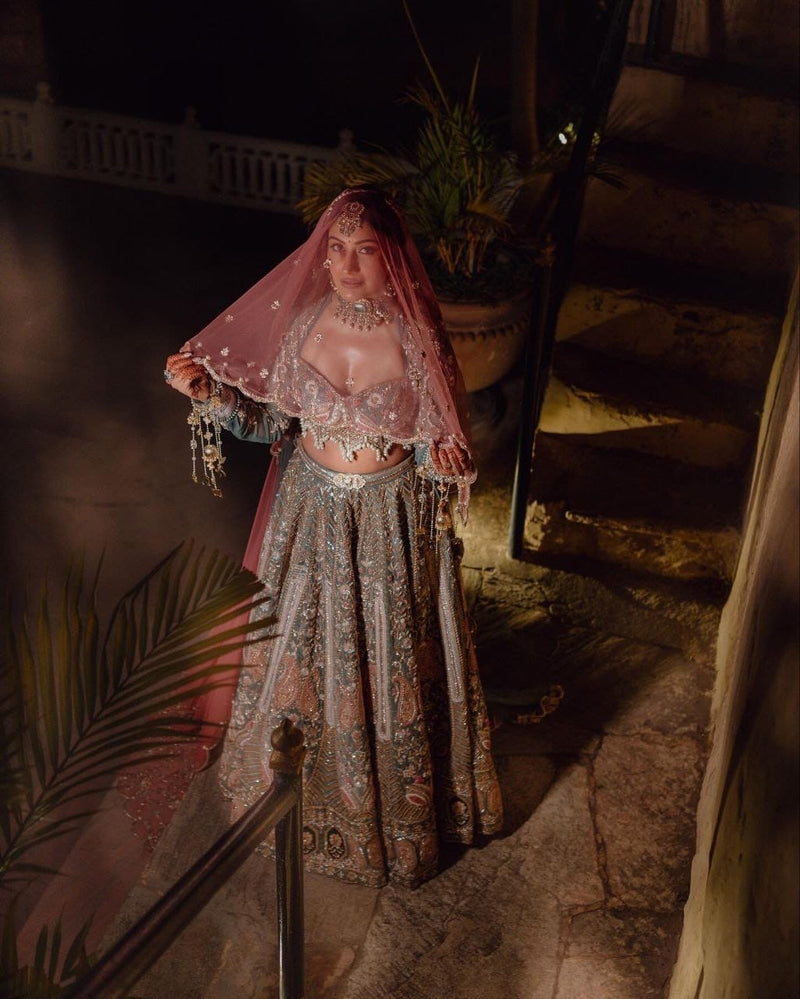 SYF HC-971 Kasturi Silk Bridal Lehenga – Heavy Embroidery, Sequins & Hand Pearl Work | Wedding Collection 2025