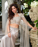 Shivali Tyohaar Elegant Champagne Draped Lehenga Set Festive Edit 2025