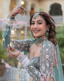 SYF HC-971 Kasturi Silk Bridal Lehenga – Heavy Embroidery, Sequins & Hand Pearl Work | Wedding Collection 2025