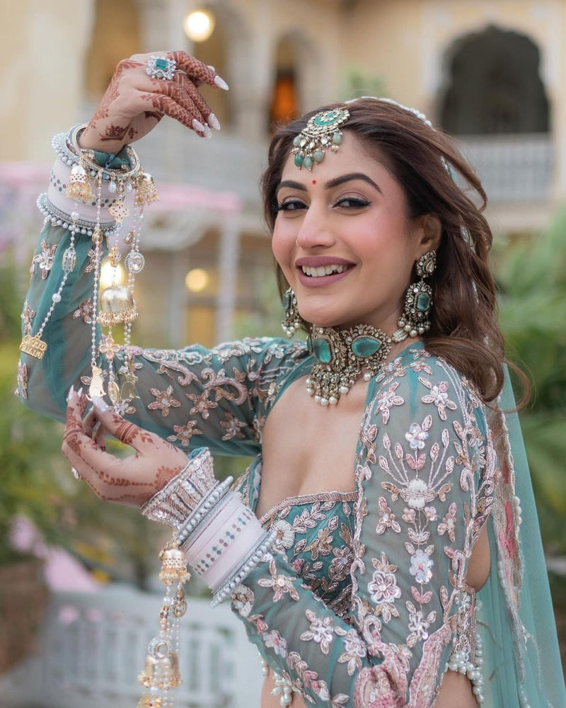 SYF HC-971 Kasturi Silk Bridal Lehenga – Heavy Embroidery, Sequins & Hand Pearl Work | Wedding Collection 2025