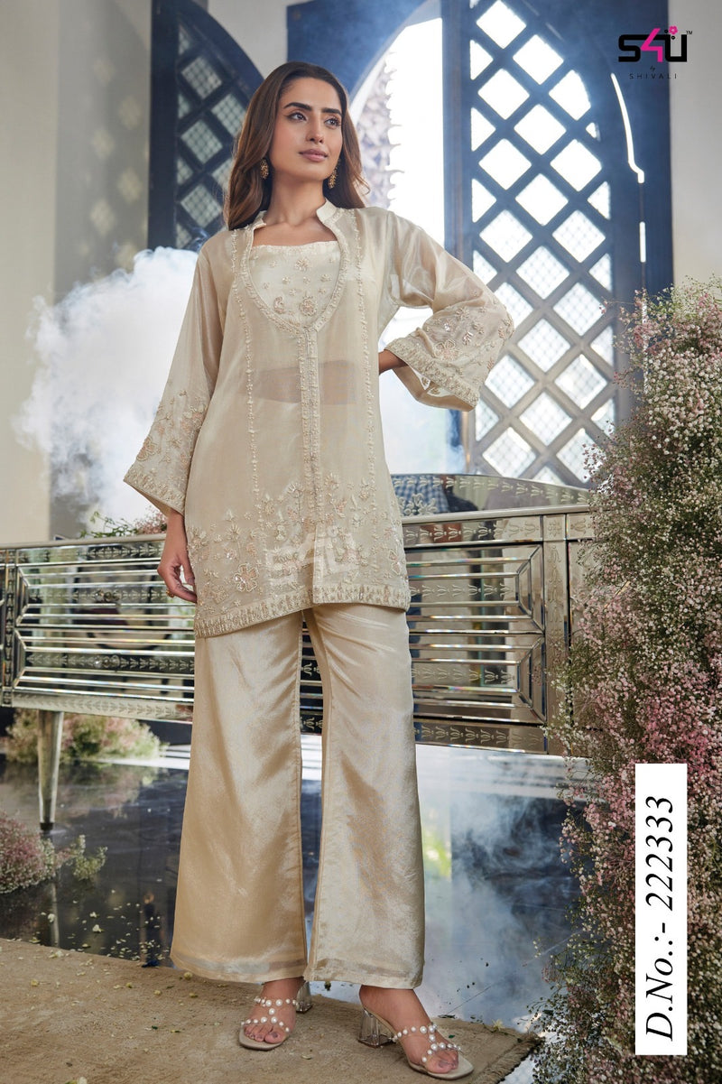 S4U by Shivali Festive Diaries Vol 28 Classic Champagne Embroidered Co-Ord Set