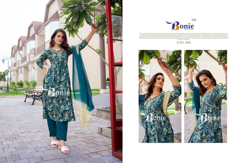 Bonie Aahana Vol 2 Chanderi Sequence Alia Cut Printed Kurti Collection