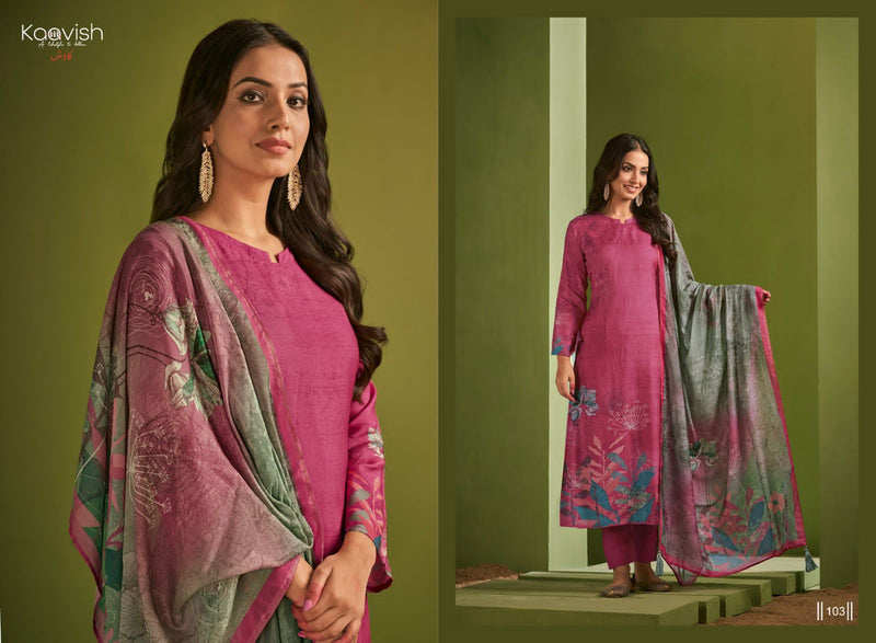 Kaavish Aawiya Muslin Silk Digital Print With Heavy Embroidery Work Suits