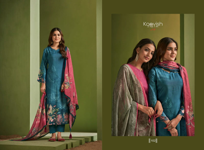 Kaavish Aawiya Muslin Silk Digital Print With Heavy Embroidery Work Suits