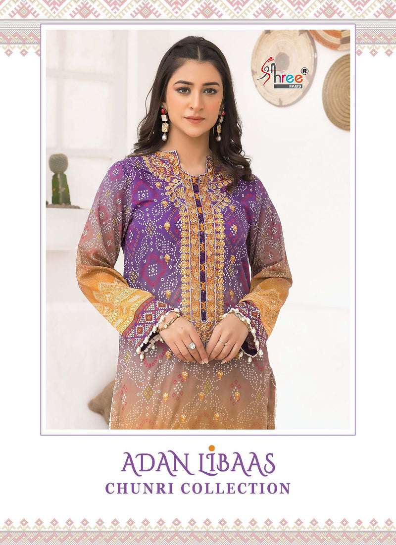 Shree Fabs Adan Libas Chunri Collection Cotton Print With Fancy Embroidery Suits