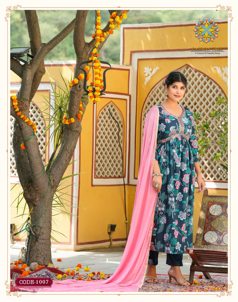 Passion Tree Adwika Vol 1 Muslin Digital Printed Kurti With Pant Collection