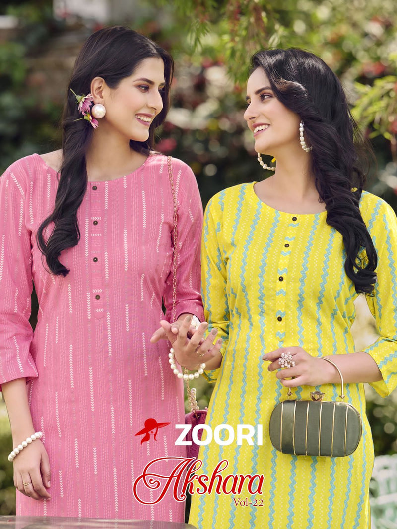 Zoori Akshara Vol 22 Rayon Printed Fancy Straight Kurtis