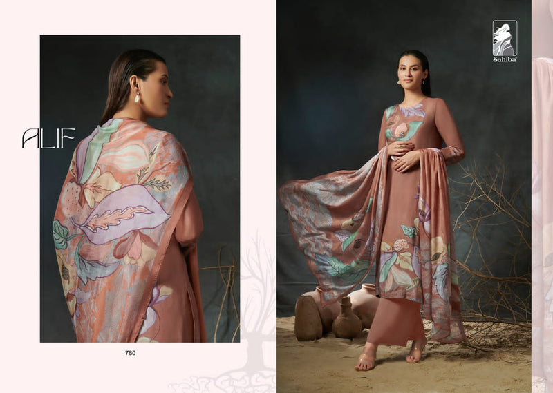 Sahiba Alif Muslin Silk Digital Print With Fancy Hand Work Designer Suits