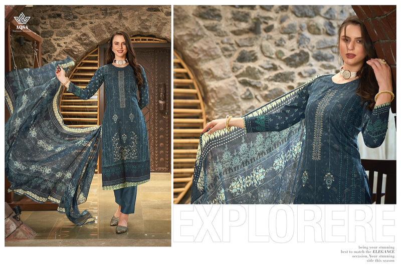 Aqsa Nasreen Cambric Cotton Printed Exclusive Embroidery Work Fancy Designer Printed Salwar Suit