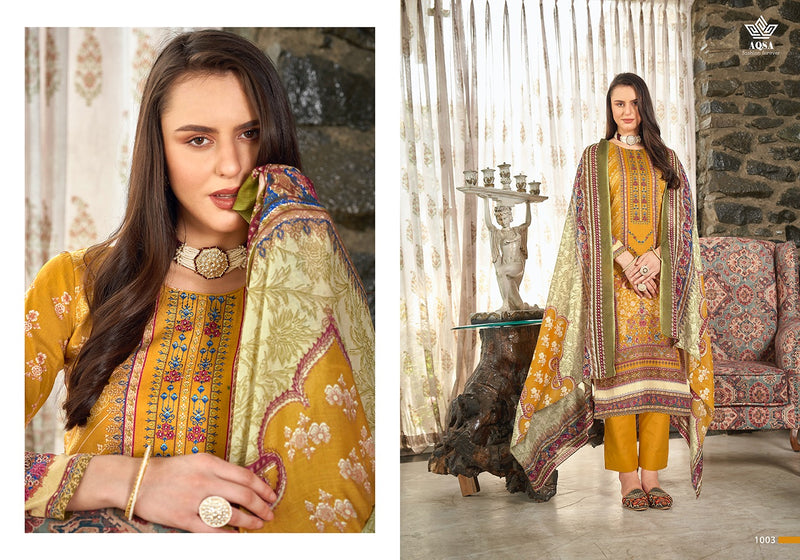 Aqsa Nasreen Cambric Cotton Printed Exclusive Embroidery Work Fancy Designer Printed Salwar Suit