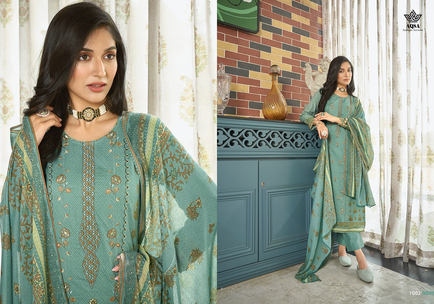 Aqsa Nasreen Cambric Cotton Printed Exclusive Embroidery Work Fancy Designer Printed Salwar Suit