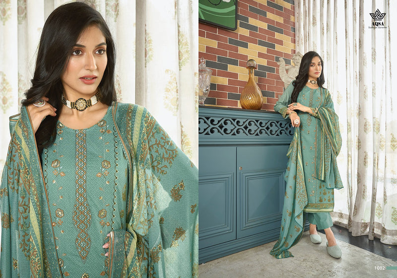 Aqsa Nasreen Cambric Cotton Printed Exclusive Embroidery Work Fancy Designer Printed Salwar Suit