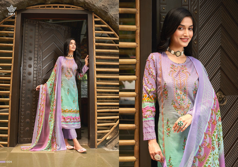 Aqsa Nasreen Cambric Cotton Printed Exclusive Embroidery Work Fancy Designer Printed Salwar Suit