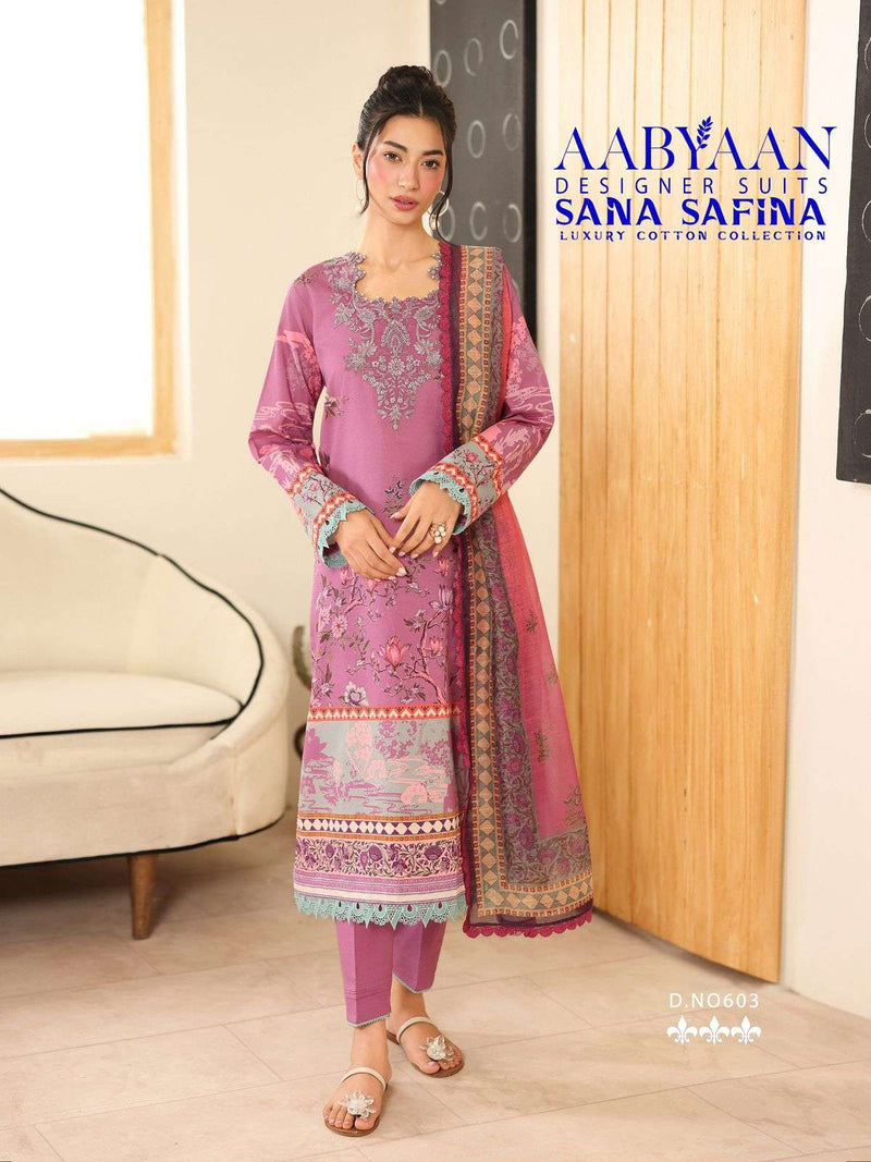 Aabyaan Designer Suits Sana Safinaz Vol 6 Pure Cotton Printed Salwar Kameez