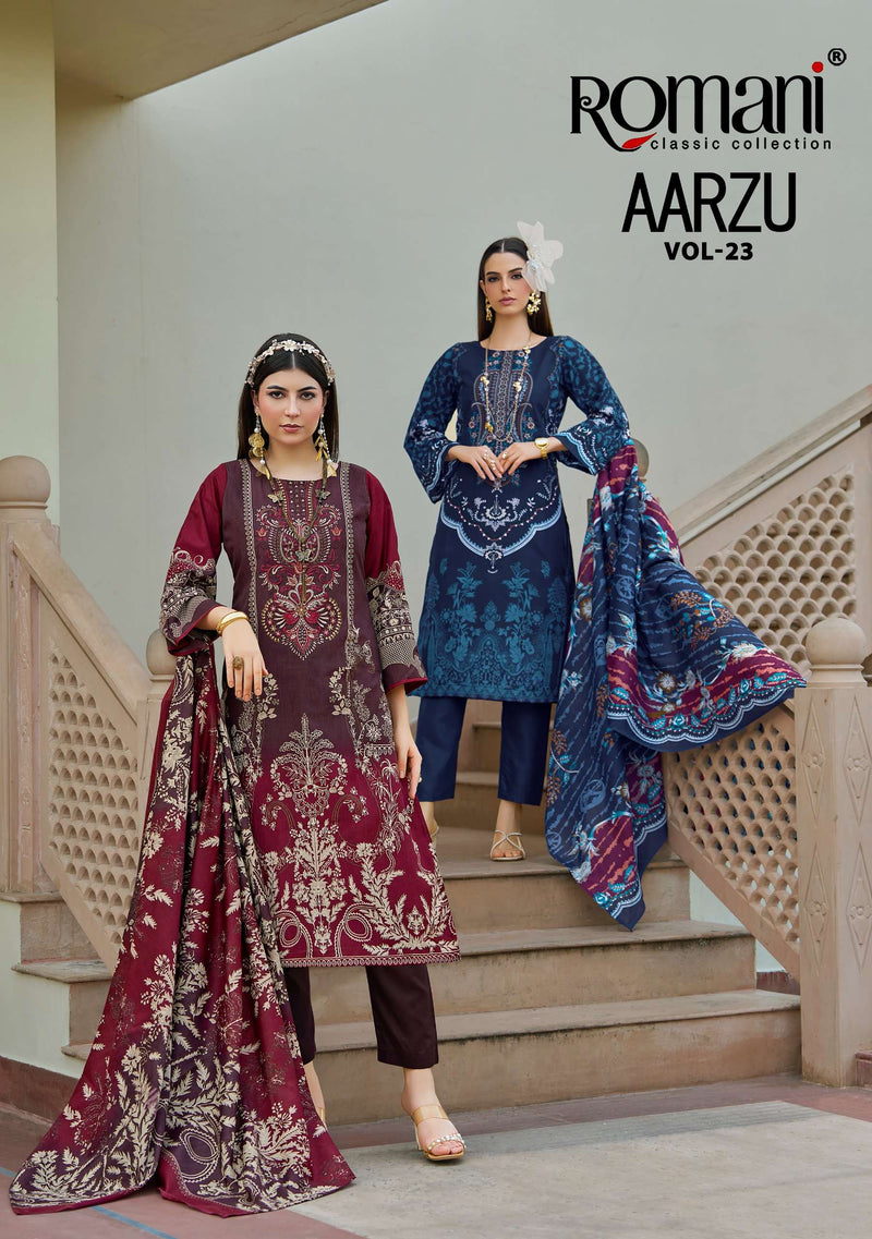 Aarzu Vol 23 by Romani – Premium Cotton with Heavy Embroidery Salwar Suit