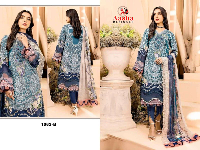 Aasha Designer 1062 Ab Pure Cotton Embroidered Work Salwar Suit