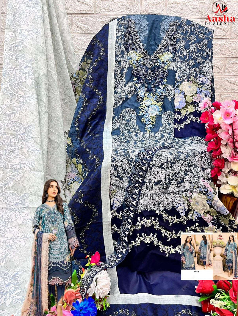 Aasha Designer 1062 Ab Pure Cotton Embroidered Work Salwar Suit