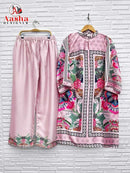 Aasha Designer Co Ord Set Modal Satin Designer Wear Pret Kurti