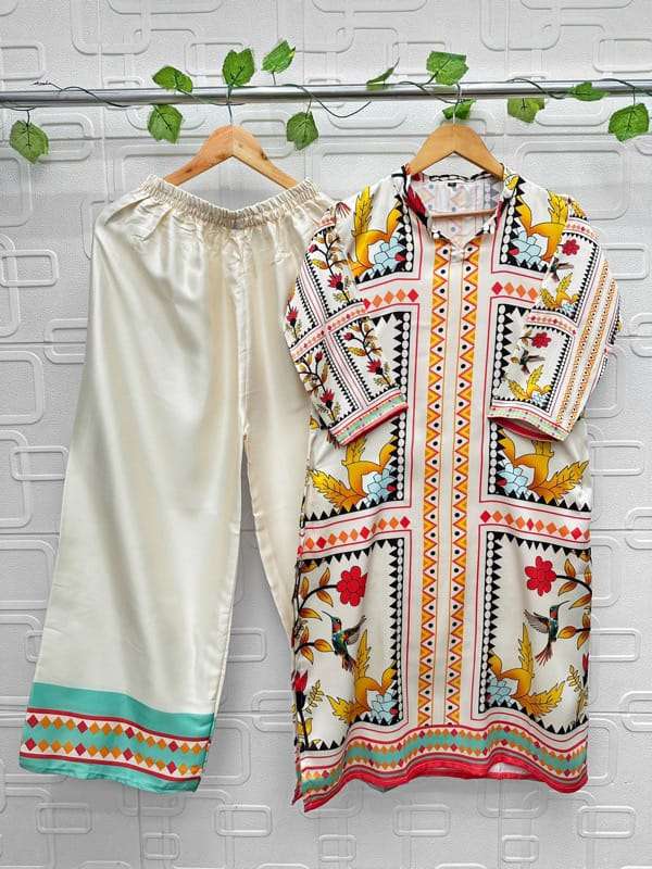 Aasha Designer Co Ord Set Modal Satin Designer Wear Pret Kurti