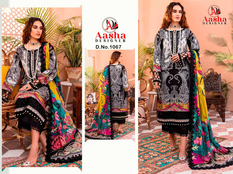 Aasha Designer Cotton Print With Exclusive Patch Embroidery Designer Salwar Kameez