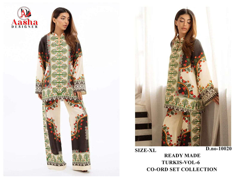 Aasha Designer Turkis Vol 6 Pure Modal Satin Printed Designer Co Ord Set