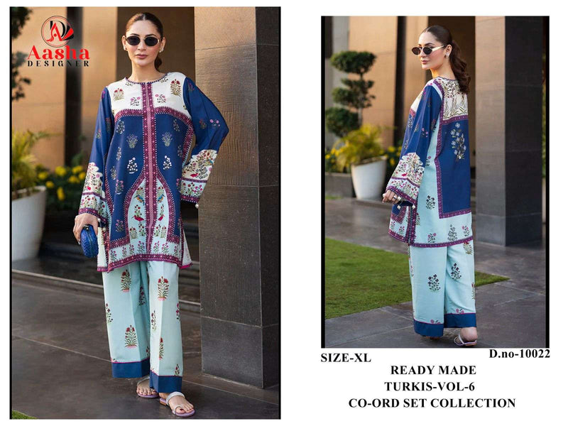 Aasha Designer Turkis Vol 6 Pure Modal Satin Printed Designer Co Ord Set