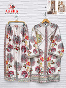 Aasha Designer Turkis Vol 6 Pure Modal Satin Printed Designer Co Ord Set