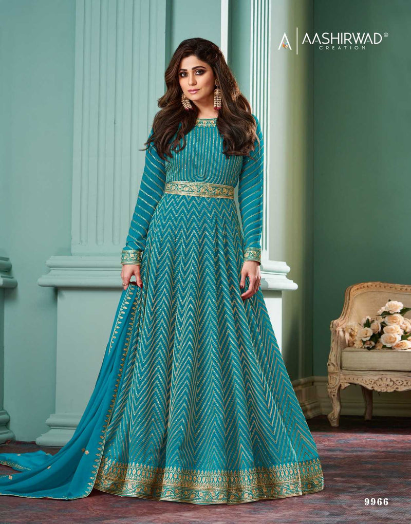 Aashirwad Creation Georgette Fancy Party Wear Designer Long Gown