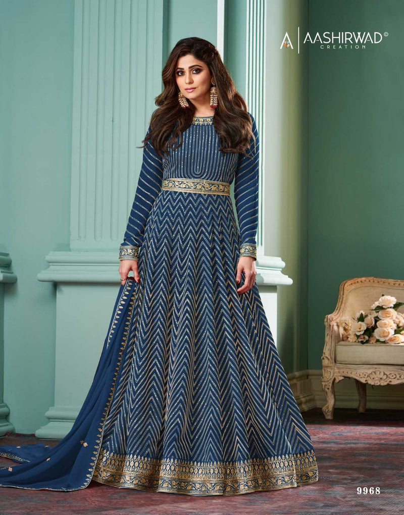 Aashirwad Creation Georgette Fancy Party Wear Designer Long Gown