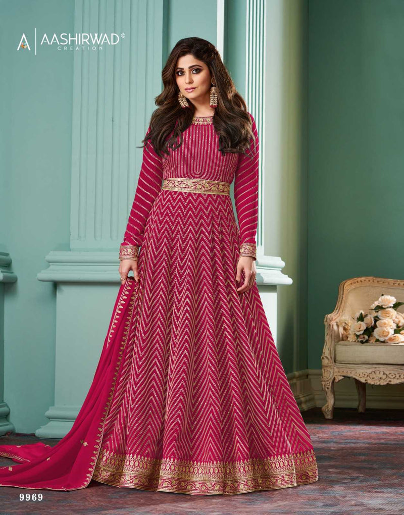 Aashirwad Creation Georgette Fancy Party Wear Designer Long Gown