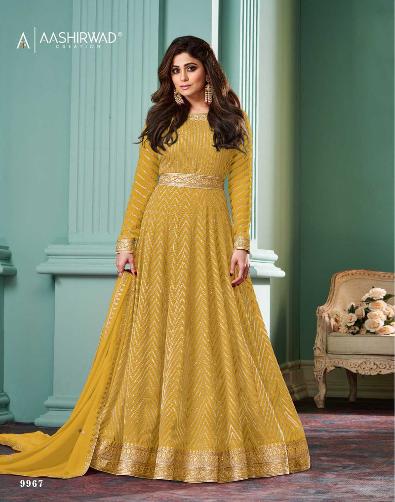 Aashirwad Creation Georgette Fancy Party Wear Designer Long Gown