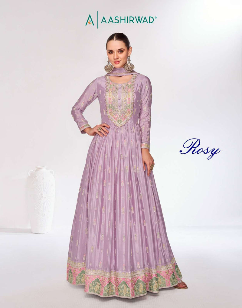 Aashirwad Creation Rosy Georgette Heavy Designer Party Wear Salwar Suit