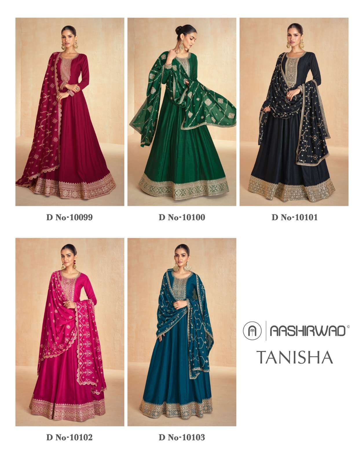 Aashirwad Creation Tanisha Premium Silk Designer Partywear Gown Collection