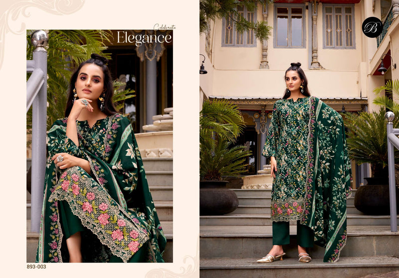 Abhira by Belliza Pure Cotton Digital Print Suit with Heavy Embroidery & Mal Mal Dupatta