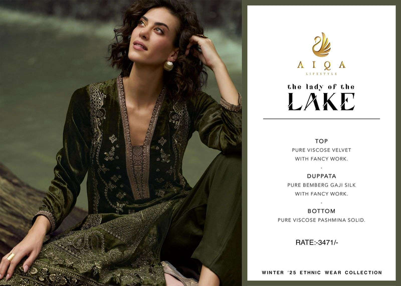 Aiqa The Lady Of The Lake Pure Viscose Velvet Fancy Work Salwar Suit