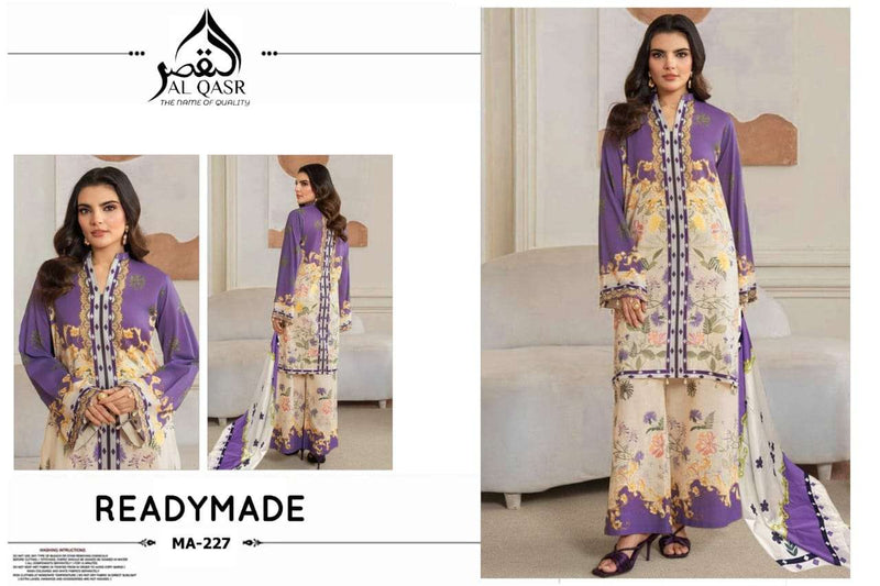 Al-Qasr Co-ord Set MA 227 – Luxury Turkish Dull Satin Co-ord with Heavy Chiffon Dupatta | New Launch 2025