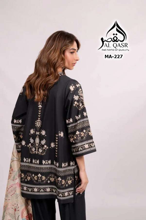 Al-Qasr Co-ord Set MA 227 – Luxury Turkish Dull Satin Co-ord with Heavy Chiffon Dupatta | New Launch 2025