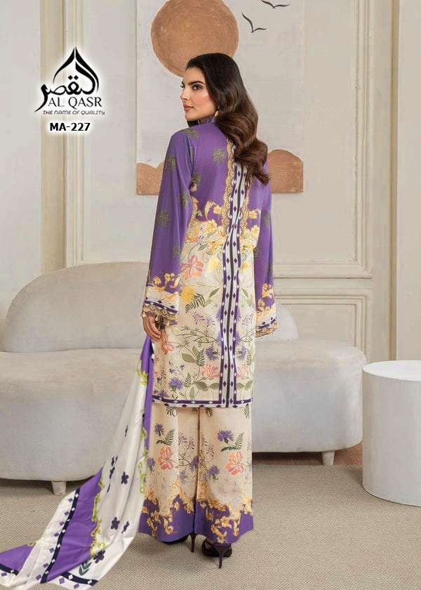 Al-Qasr Co-ord Set MA 227 – Luxury Turkish Dull Satin Co-ord with Heavy Chiffon Dupatta | New Launch 2025