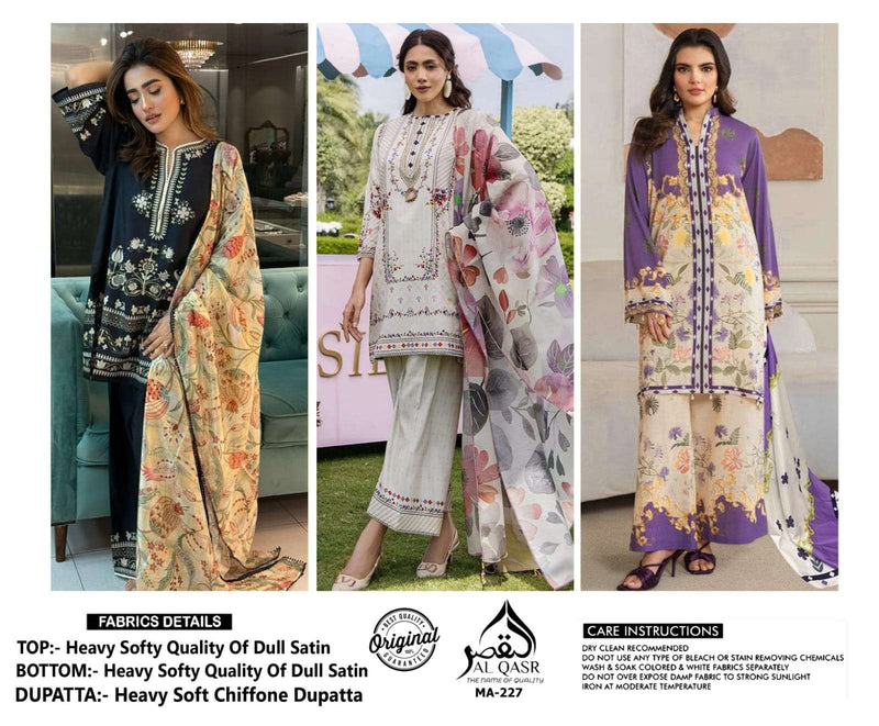 Al-Qasr Co-ord Set MA 227 – Luxury Turkish Dull Satin Co-ord with Heavy Chiffon Dupatta | New Launch 2025