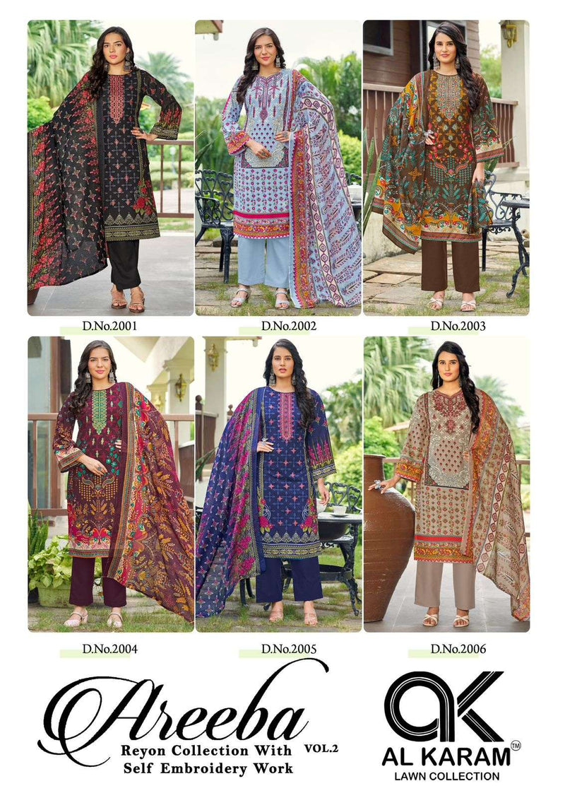 Al Karam Areeba Vol 2 Rayon Cotton Self Embroidered Work Salwar Kameez