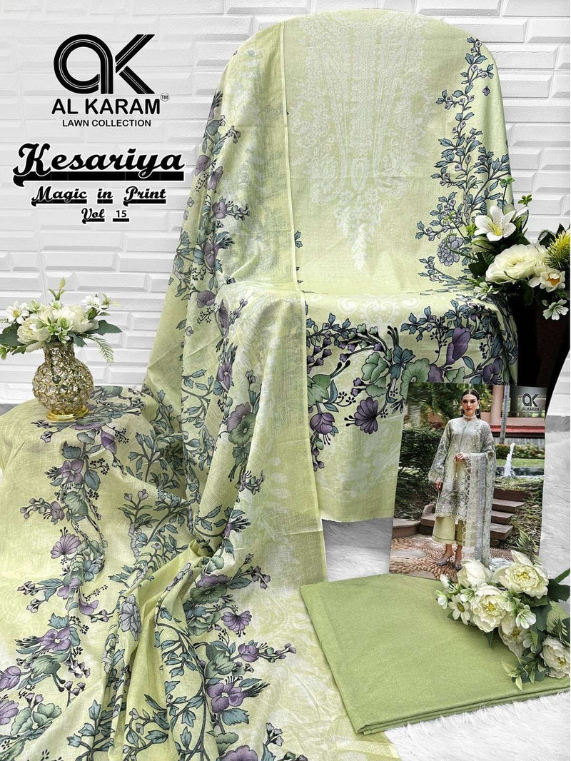 Al Karam Kesariya Vol 15 Pure Cambric Cotton Karachi Salwar Suit