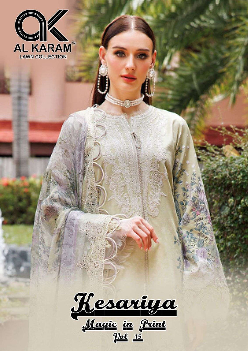 Al Karam Kesariya Vol 15 Pure Cambric Cotton Karachi Salwar Suit