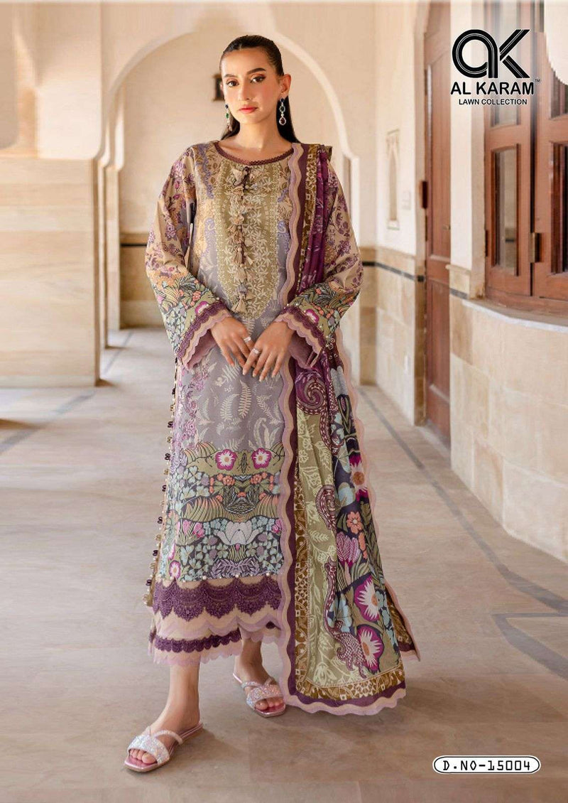 Al Karam Kesariya Vol 15 Pure Cambric Cotton Karachi Salwar Suit