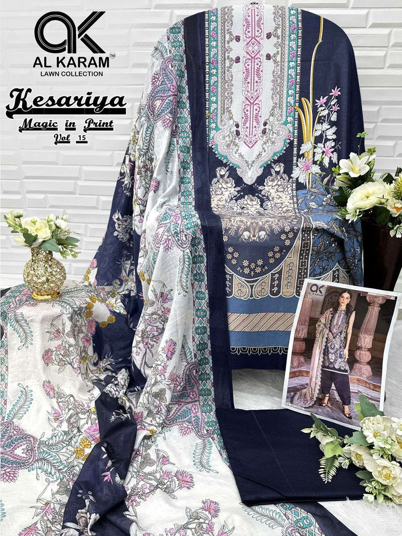 Al Karam Kesariya Vol 15 Pure Cambric Cotton Karachi Salwar Suit