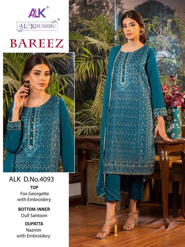 Al Khushbu Bareez Vol 1 4092-4094 Georgette Heavy Embroidery With Moti Pakistani Salwar Suit