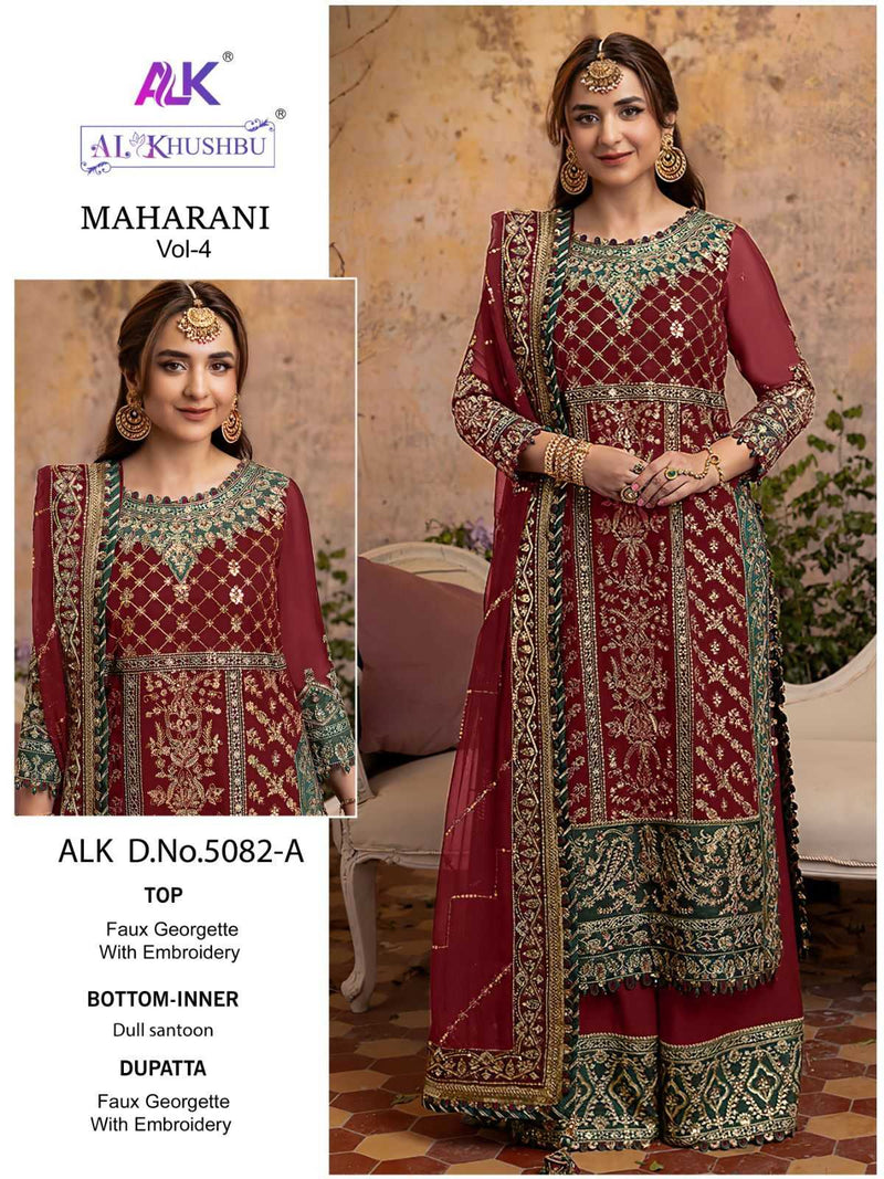 Al Khushbu Maharani Vol 4 5082 ABCD Georgette With Heavy Embroidery Salwar Kameez