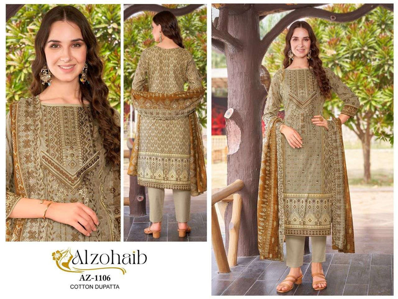 Al Zohaib Az 1106 To 1108 Pure Cotton Embroidery Work Salwar Suit